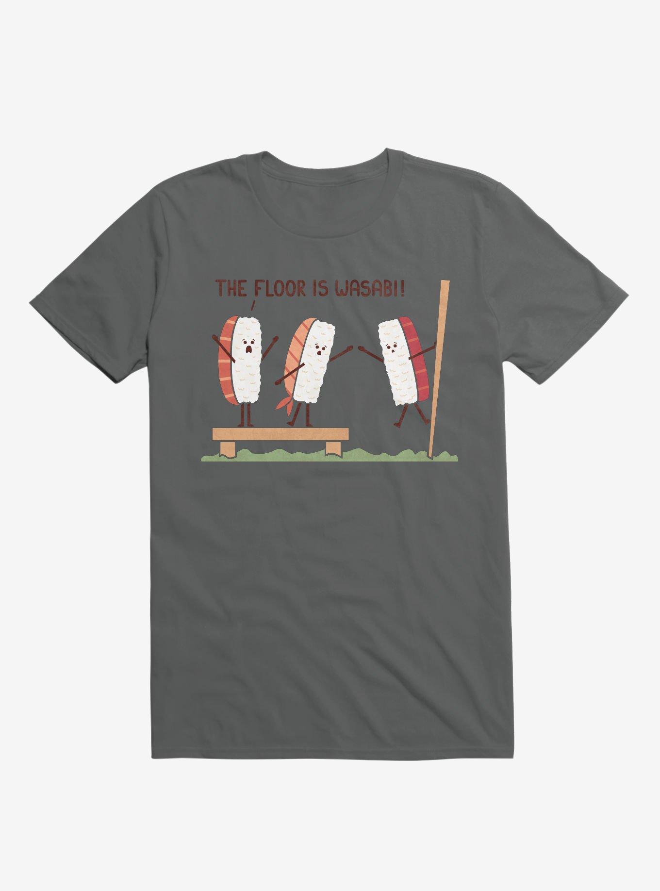 Sushi The Floor Is Wasabi Charcoal Grey T-Shirt, CHARCOAL, hi-res