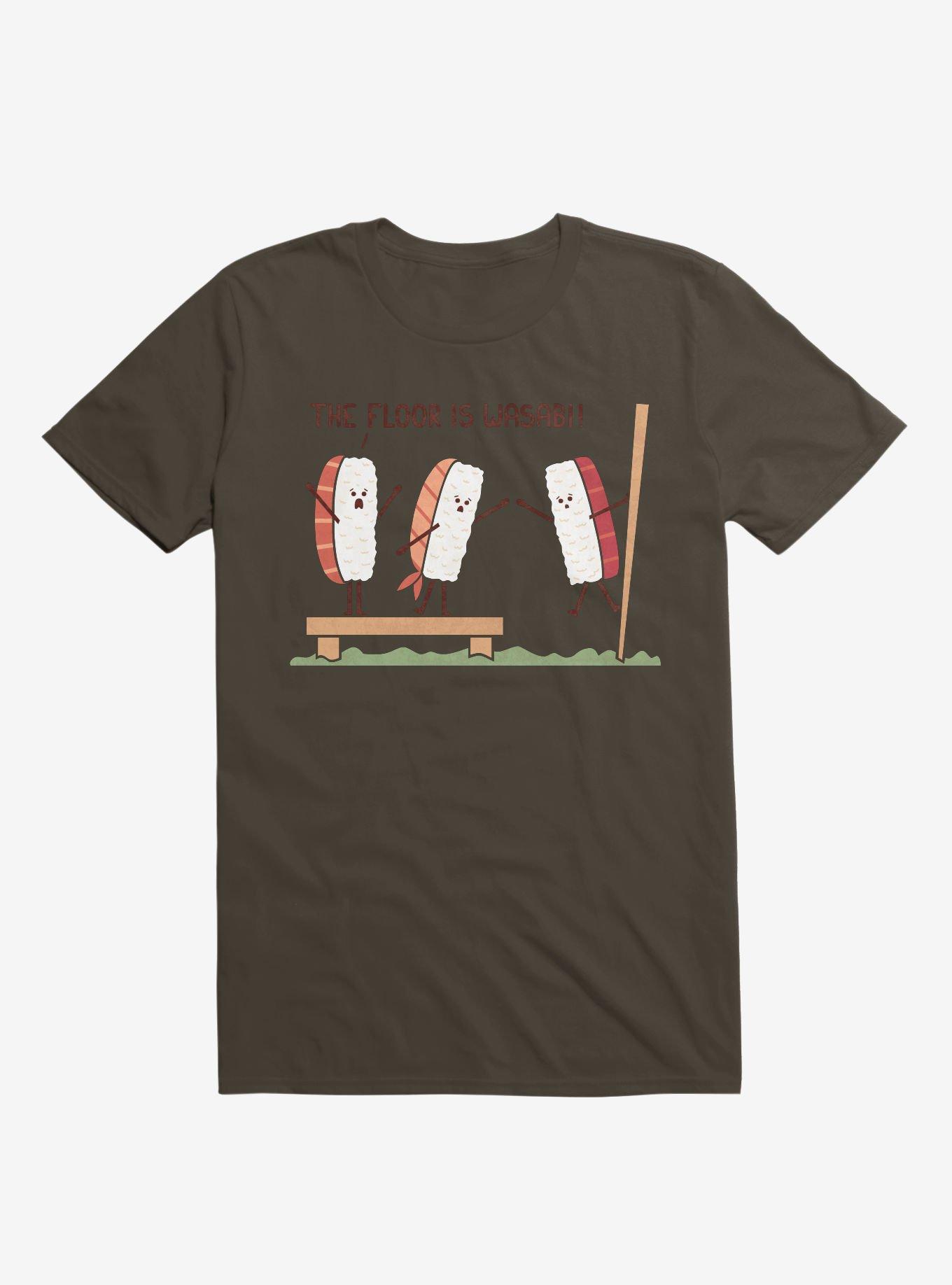 Sushi The Floor Is Wasabi Brown T-Shirt, BROWN, hi-res