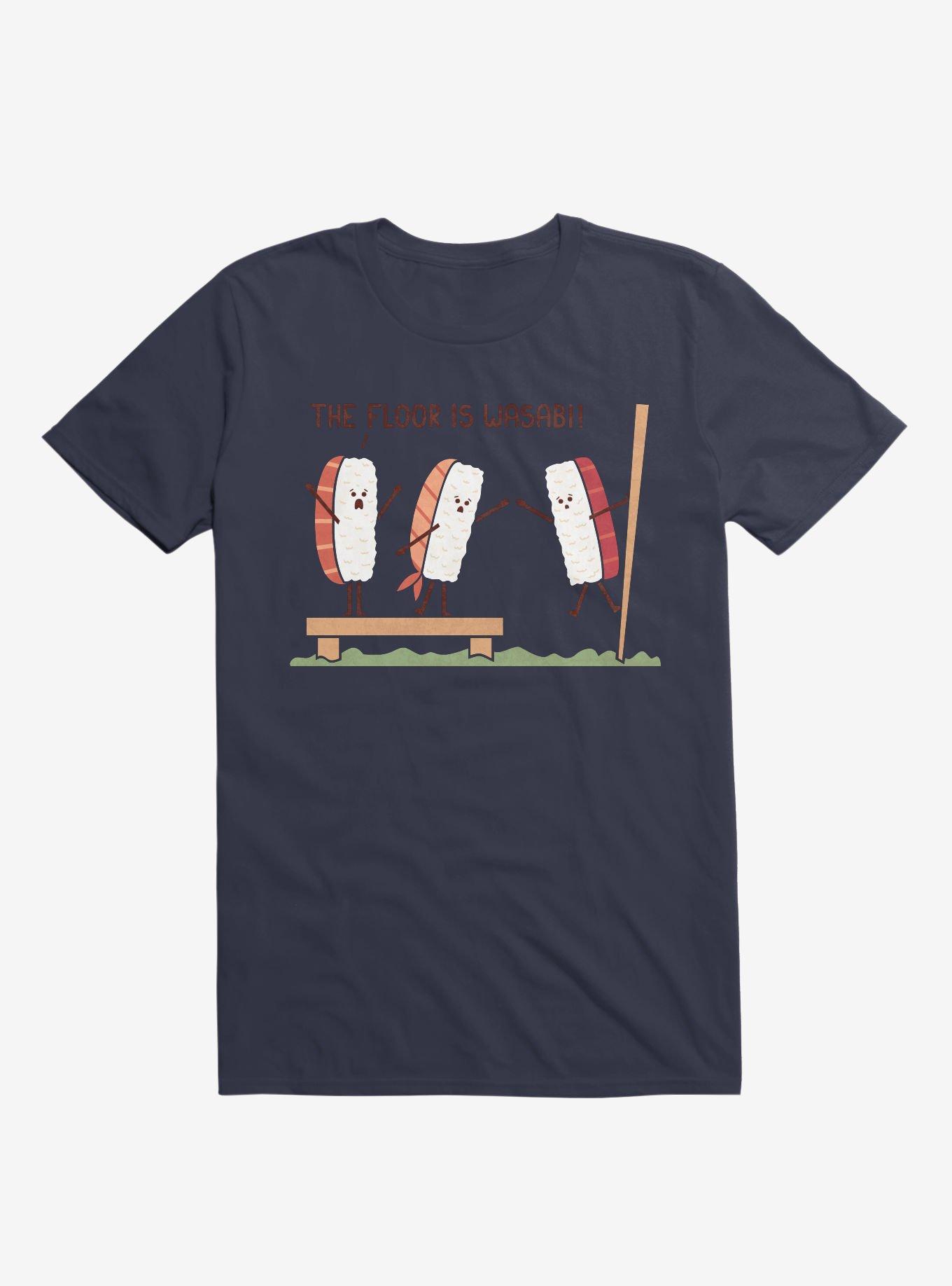 Sushi The Floor Is Wasabi Navy Blue T-Shirt, NAVY, hi-res