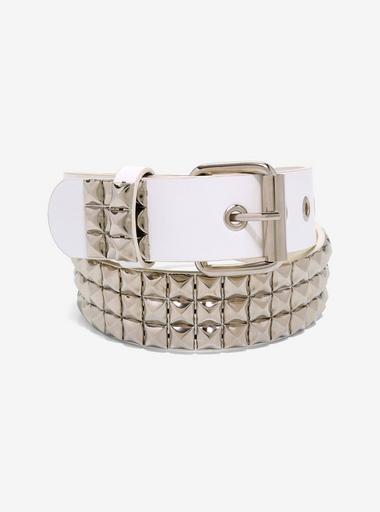 White Pyramid Stud Belt | Hot Topic