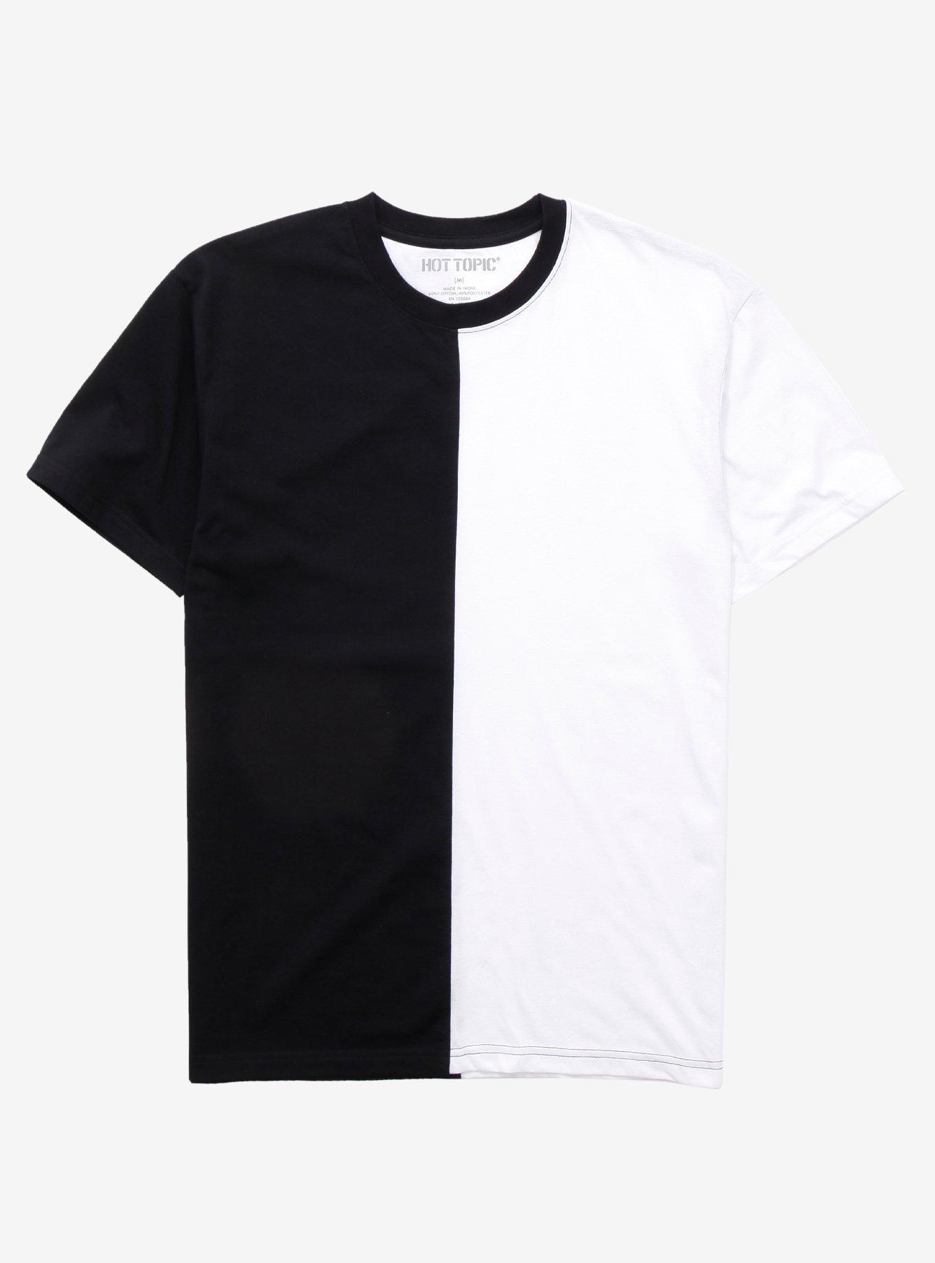Black White Split T Shirt Hot Topic