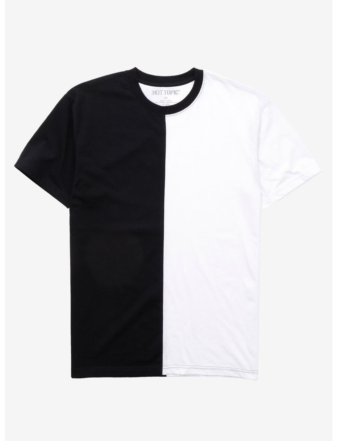 Black & White Split T-Shirt, BLACK-WHITE, hi-res