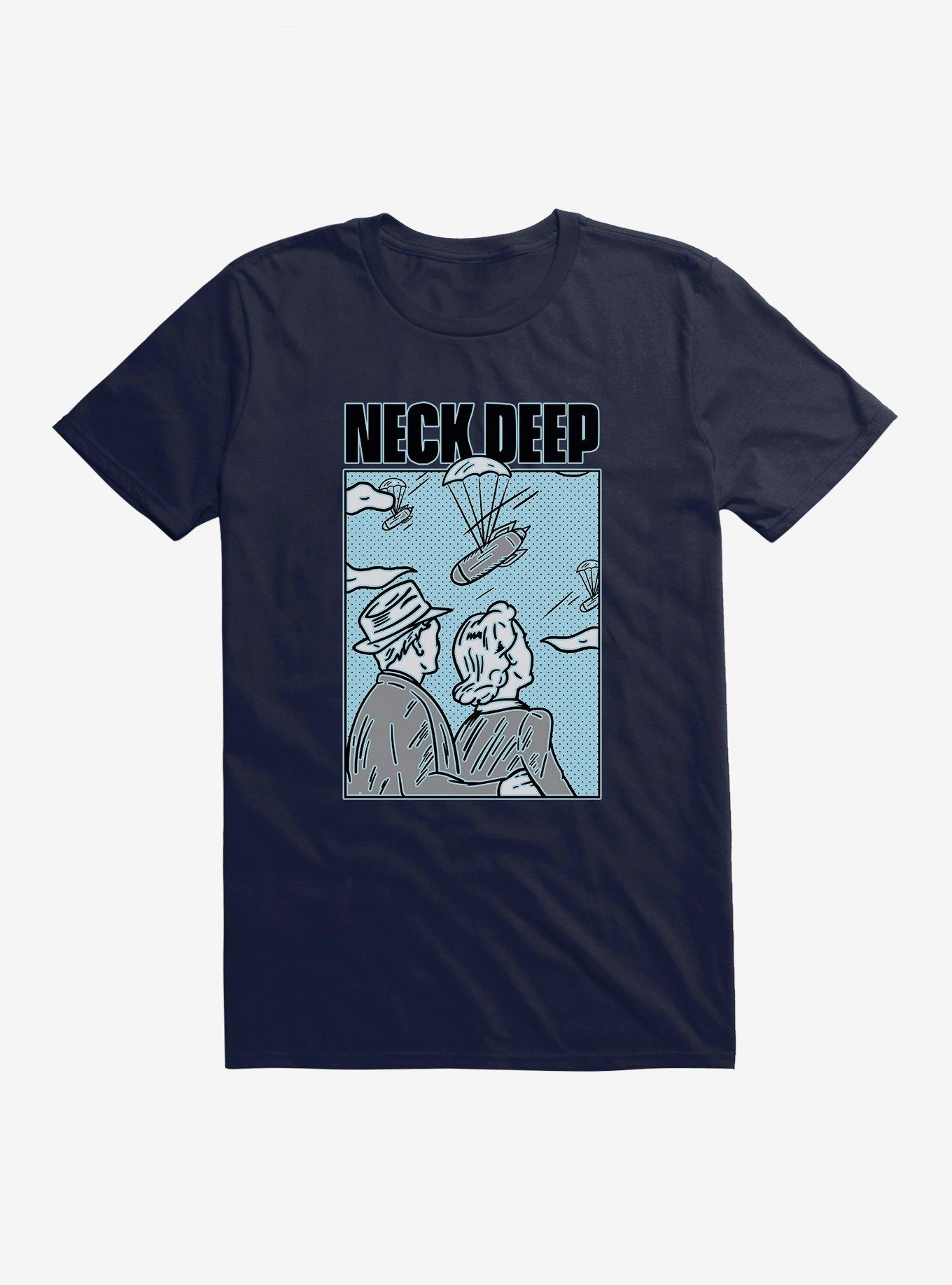 Neck Deep Parachute Couple T-Shirt, NAVY, hi-res