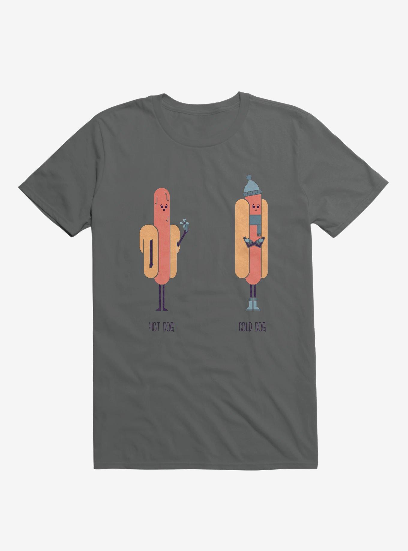 Opposites Hot Dog Cold Dog Charcoal Grey T-Shirt, , hi-res