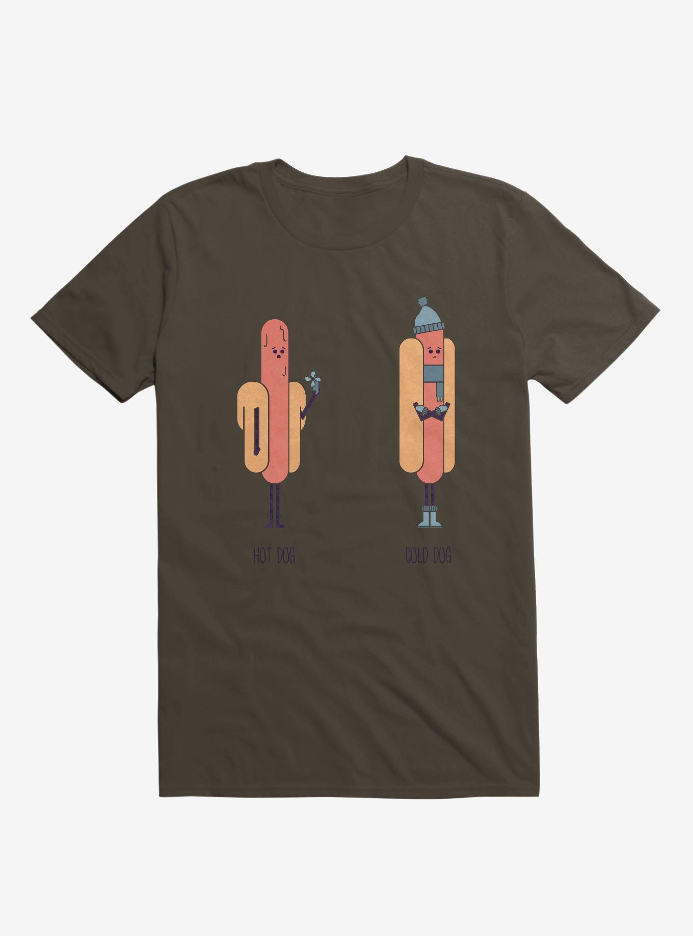 Opposites Hot Dog Cold Dog Brown T-Shirt, , hi-res