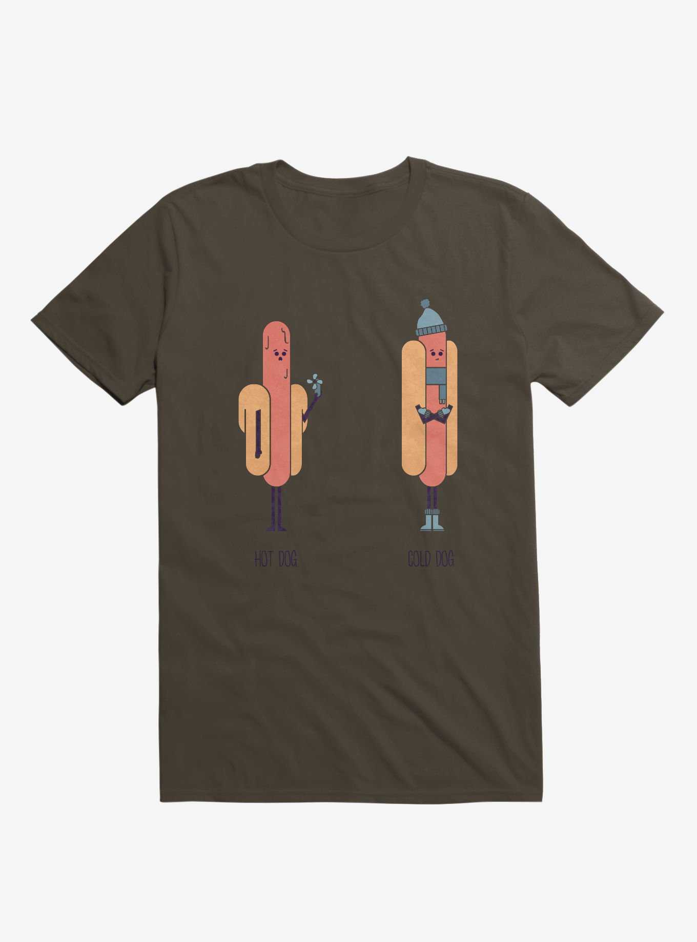 Opposites Hot Dog Cold Dog Brown T-Shirt, , hi-res