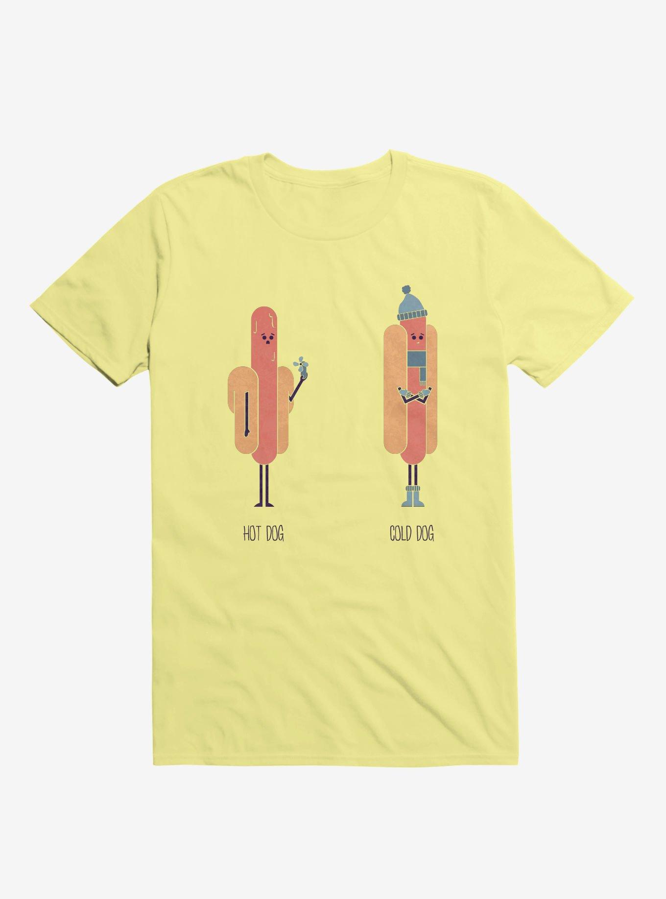 Opposites Hot Dog Cold Dog Corn Silk Yellow T-Shirt, CORN SILK, hi-res