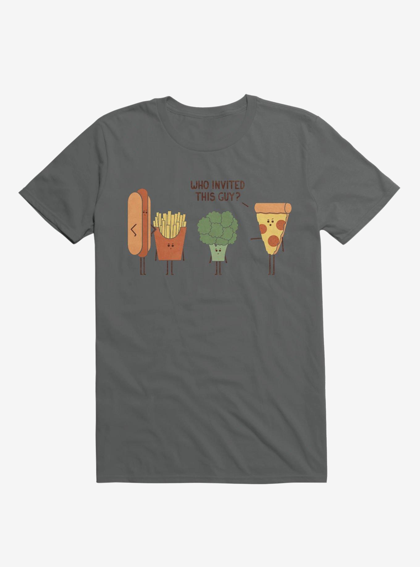 Broccoli Junk Food Party Crasher Charcoal Grey T-Shirt, , hi-res