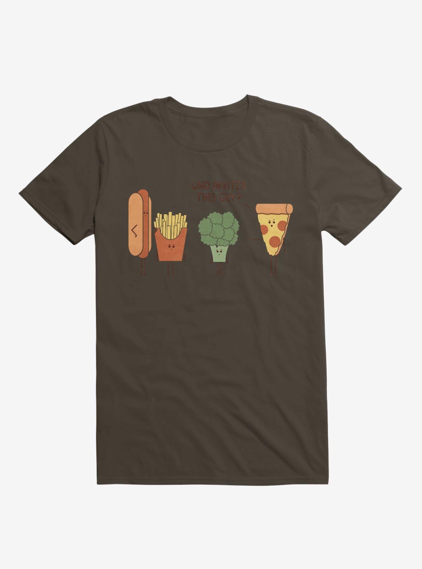 Broccoli Junk Food Party Crasher Brown T-Shirt, , hi-res