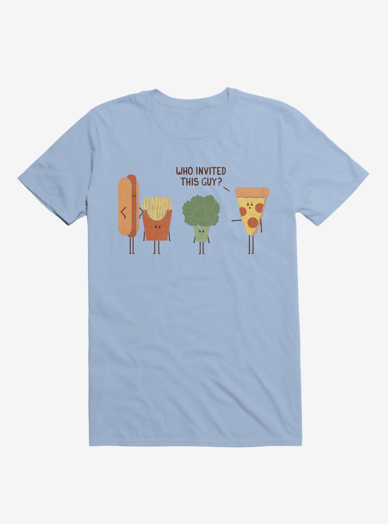 Broccoli Junk Food Party Crasher Light Blue T-Shirt