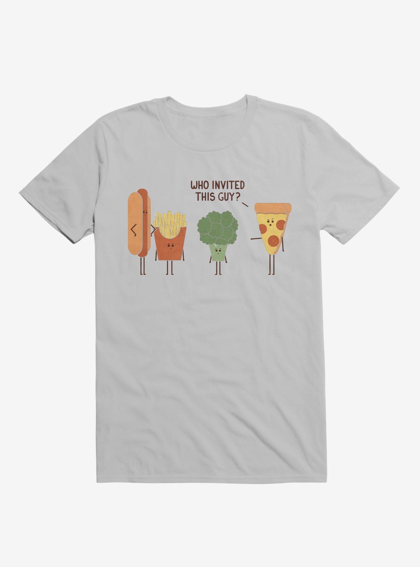 Broccoli Junk Food Party Crasher Ice Grey T-Shirt, ICE GREY, hi-res