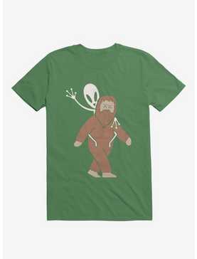 Alien And Sasquatch Piggyback Irish Green T-Shirt, , hi-res