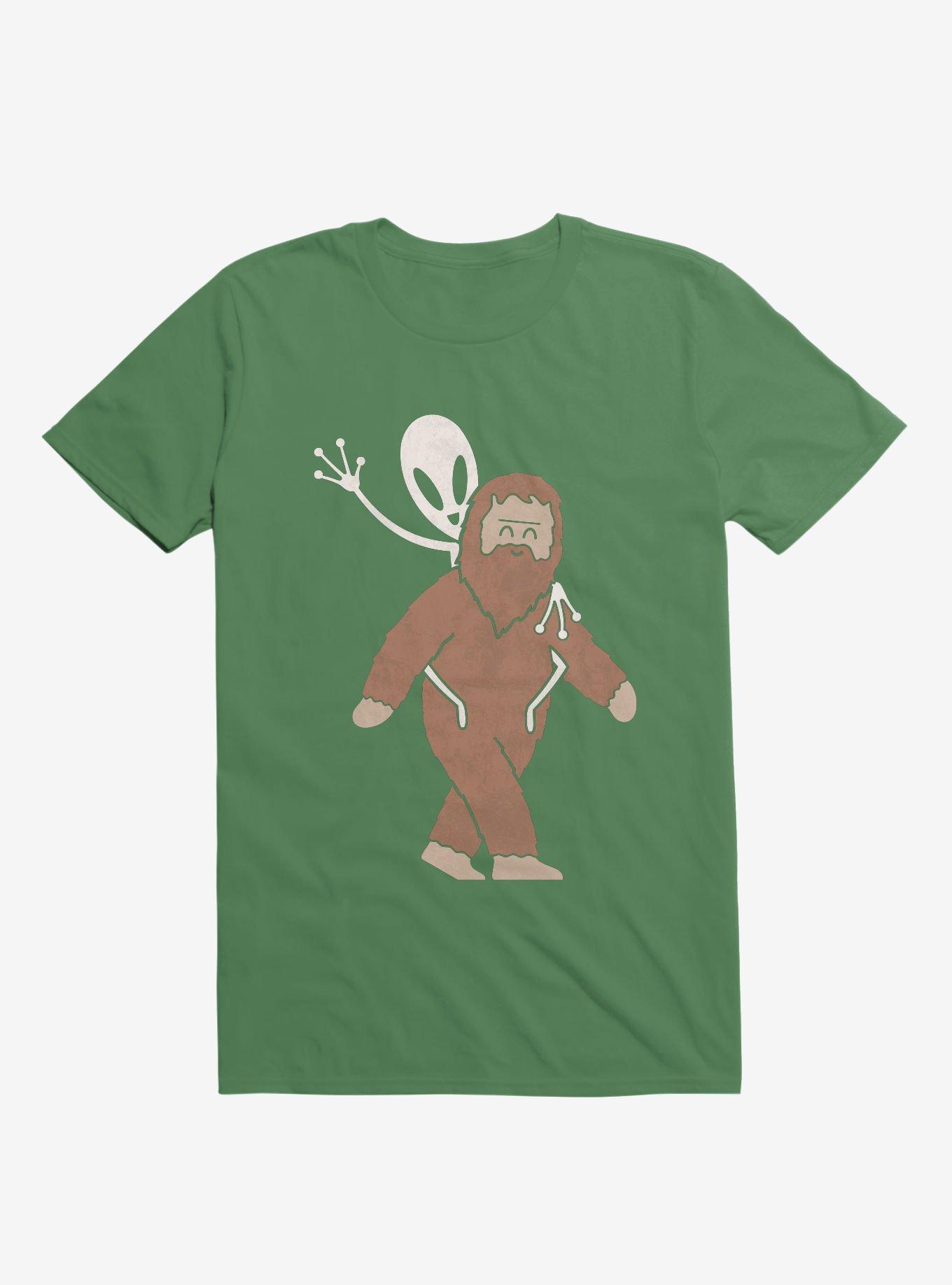 Alien And Sasquatch Piggyback Irish Green T-Shirt, IRISH GREEN, hi-res