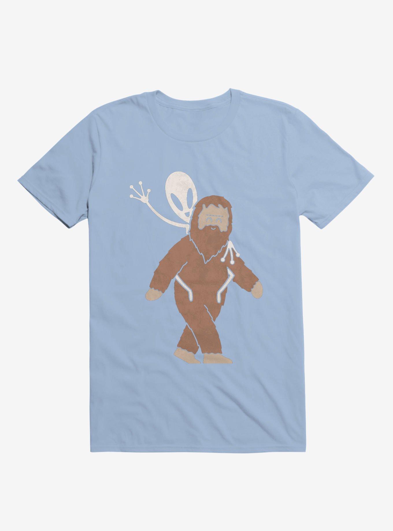 Alien And Sasquatch Piggyback Light Blue T-Shirt, , hi-res