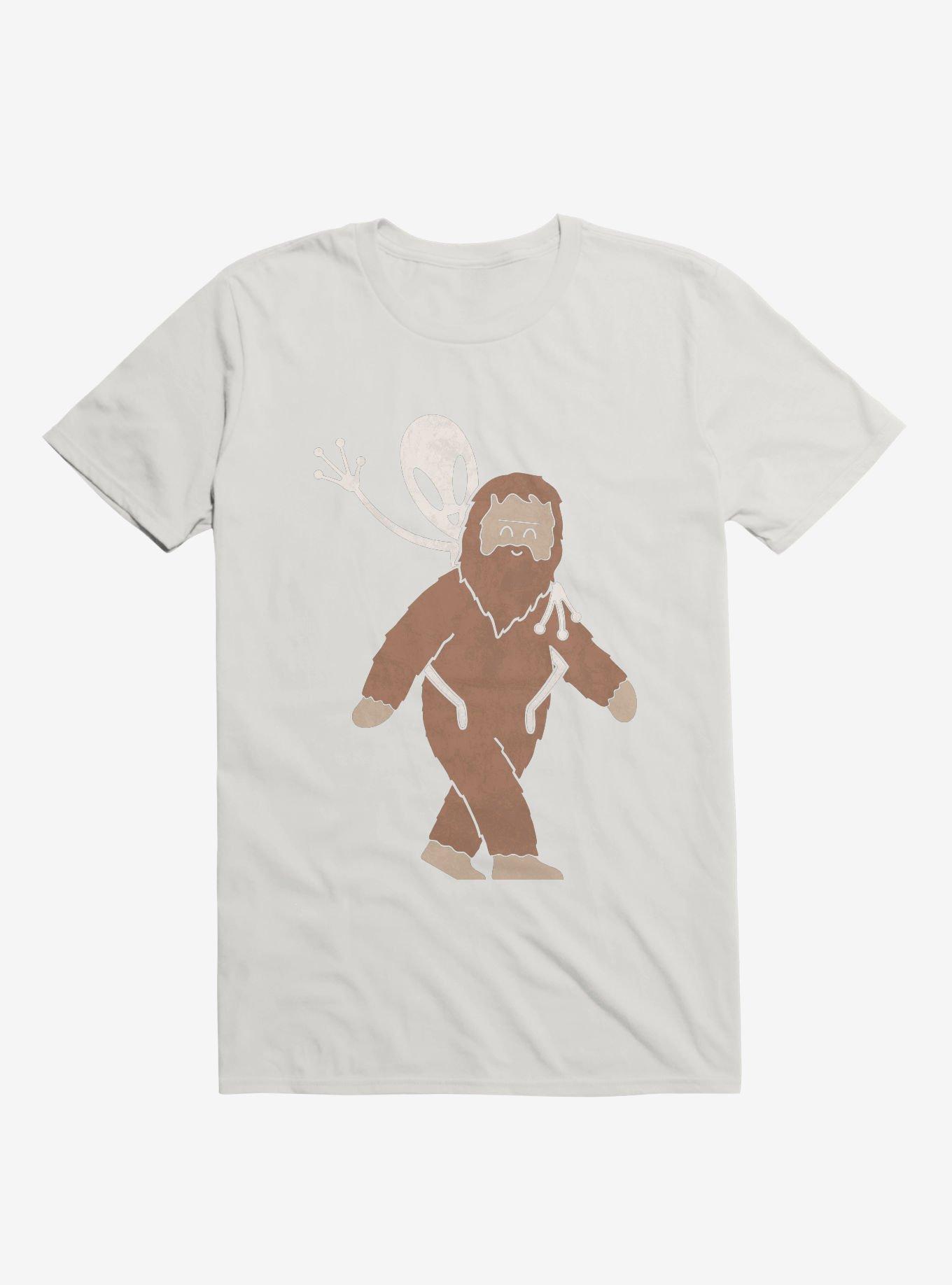 Alien And Sasquatch Piggyback White T-Shirt, , hi-res