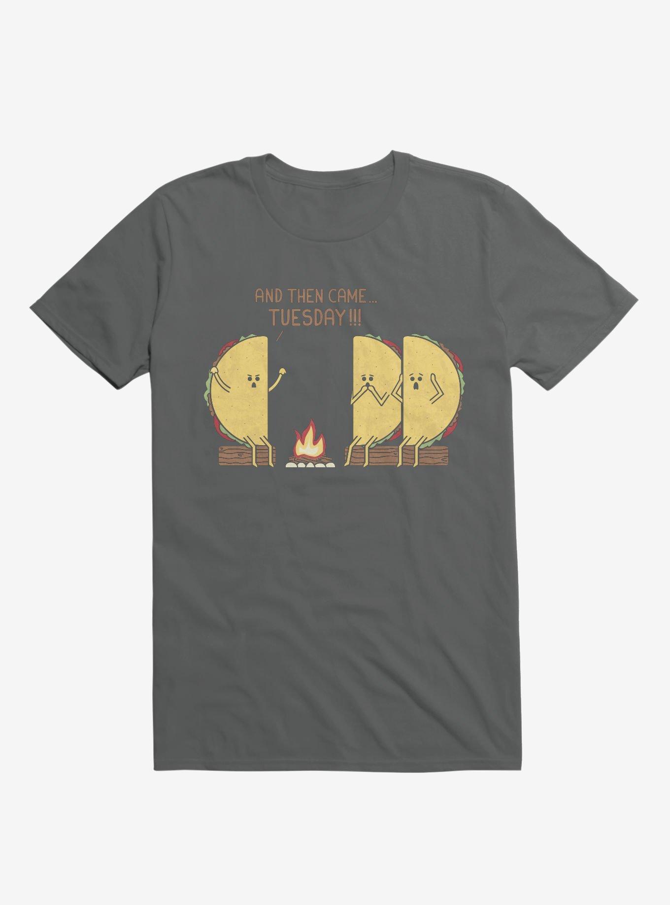 And Then Came... Tuesday!!! Taco Campfire Story Charcoal Grey T-Shirt, CHARCOAL, hi-res