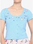 Disney Stitch Symbols Button-Front Crop Girls Top, MULTI, hi-res