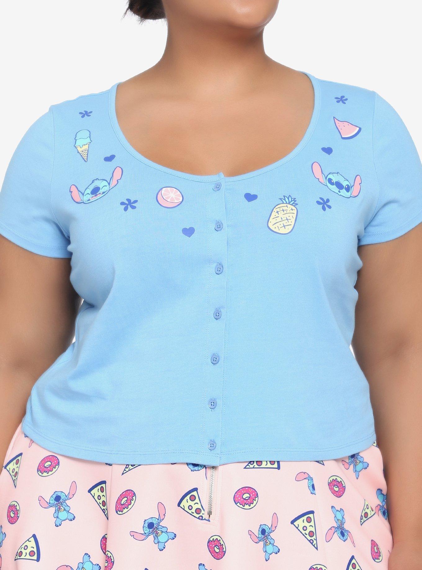 Plus Size Button-Front Crop Top