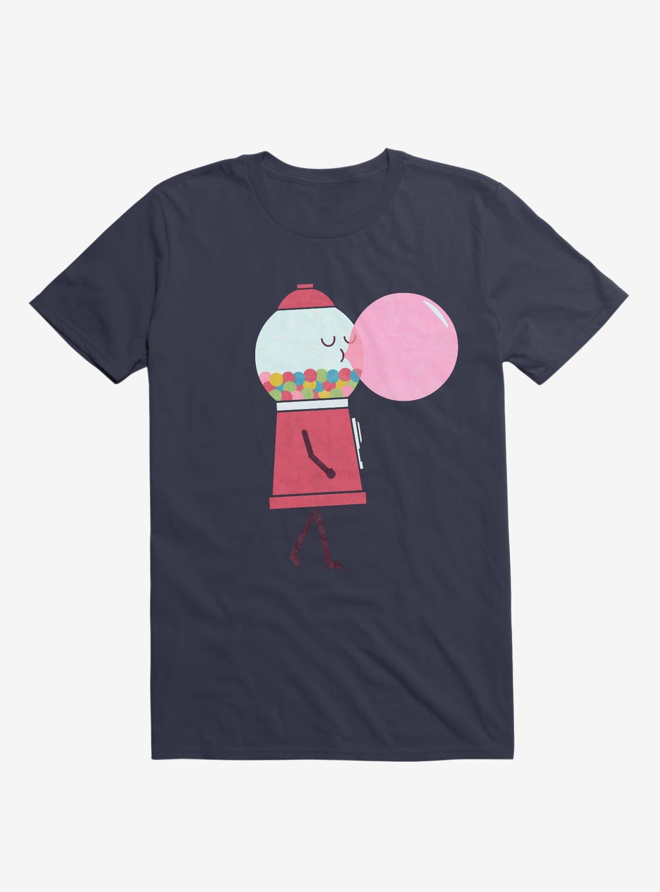 Bubblegum Blowing A Bubble Navy Blue T-Shirt, NAVY, hi-res