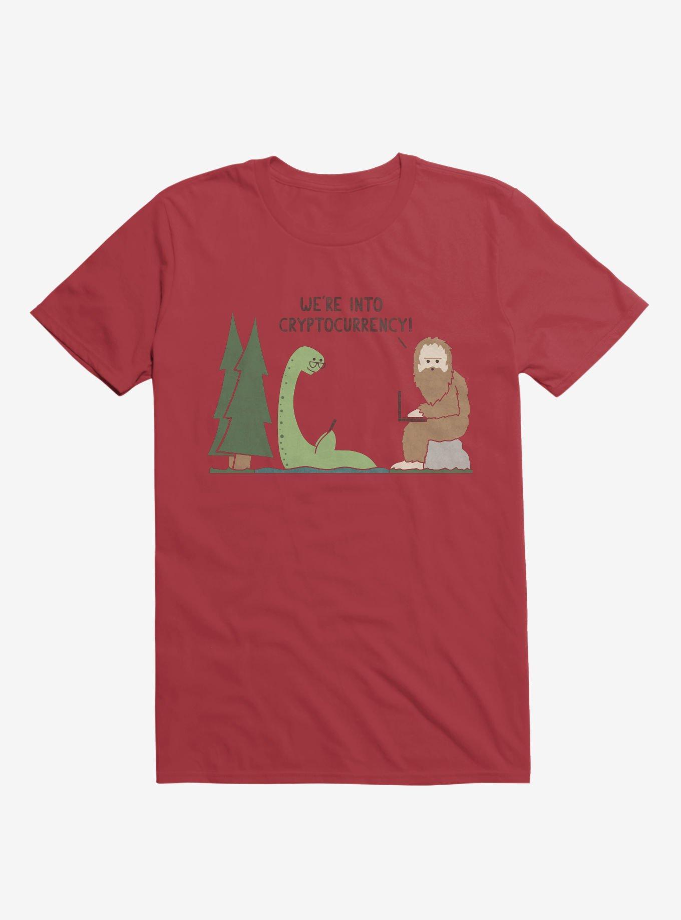 We're Into Cryptocurrency! Mythical Creatures Red T-Shirt, RED, hi-res