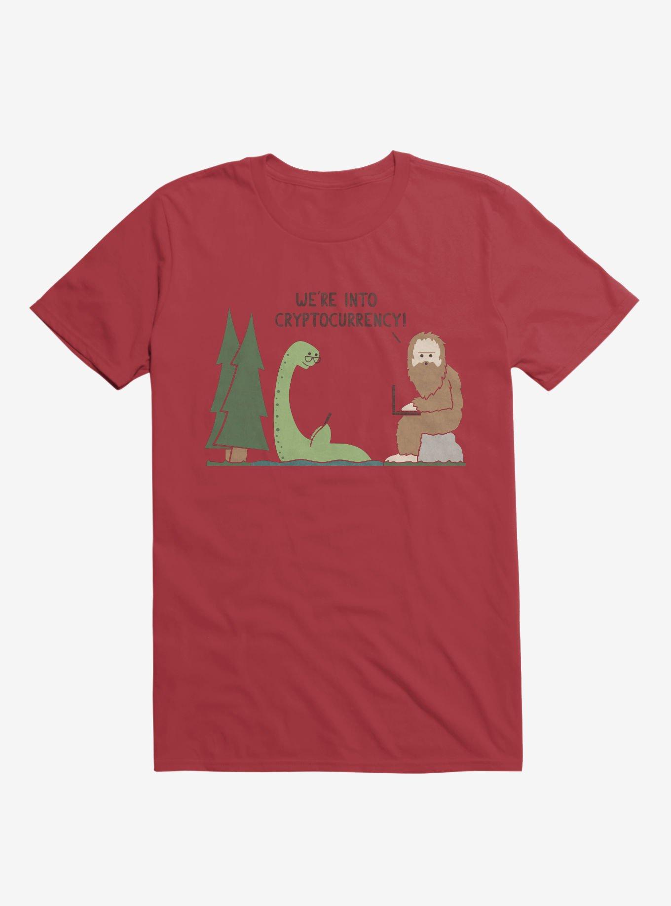 We're Into Cryptocurrency! Mythical Creatures Red T-Shirt, , hi-res