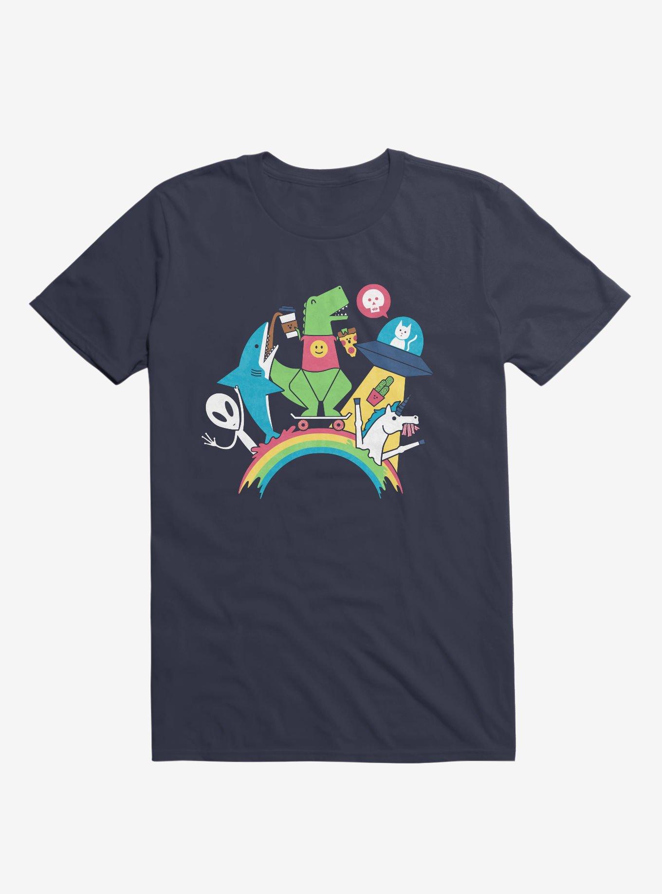 THRDLESS FTW Rainbow Party Navy Blue T-Shirt
