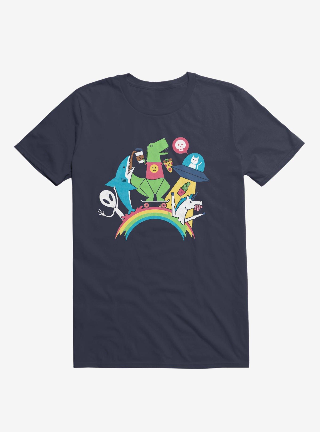 FTW Rainbow Party Navy Blue T-Shirt, NAVY, hi-res