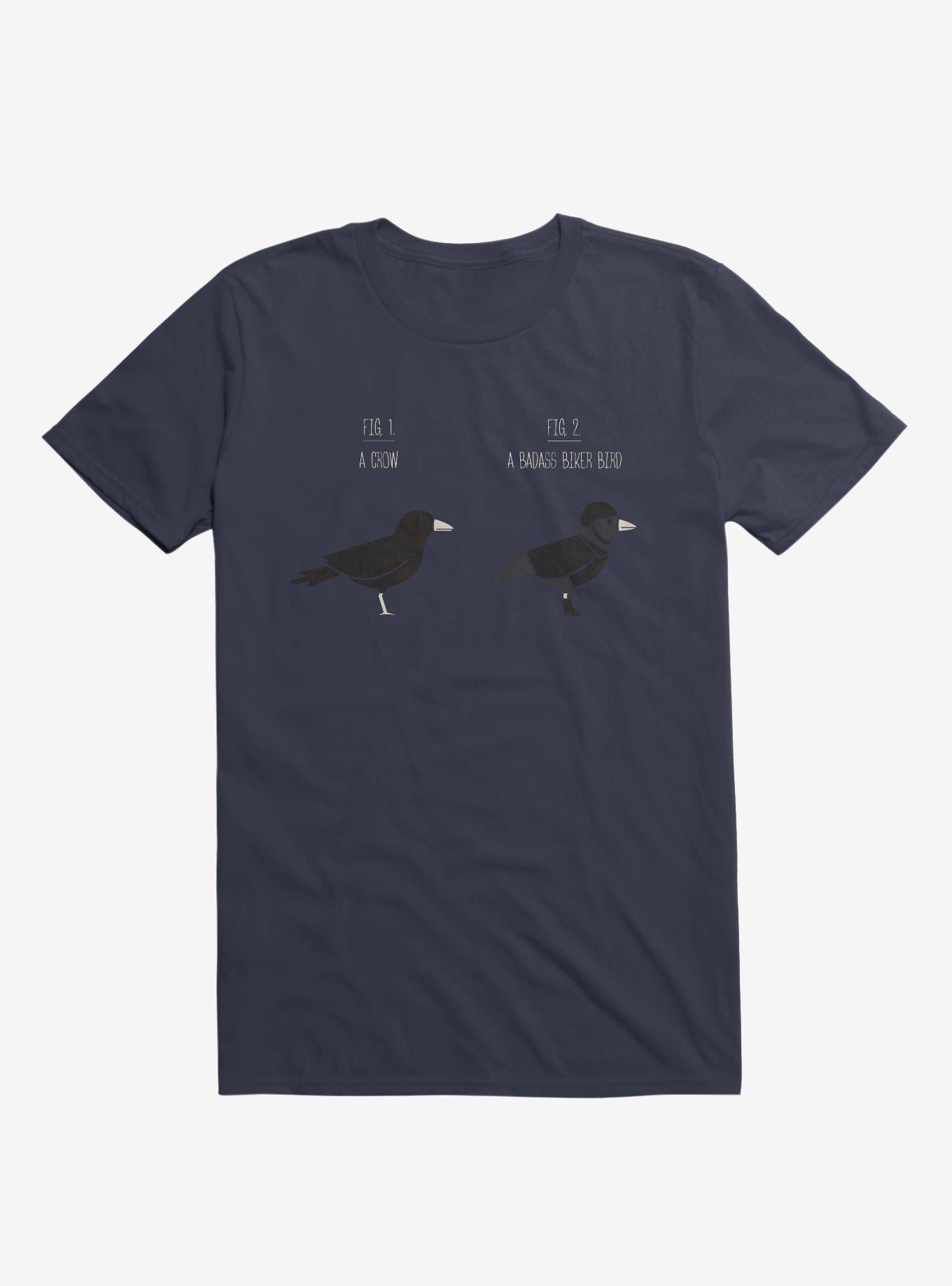 Know Your Birds A Crow Or Biker Bird Navy Blue T-Shirt, NAVY, hi-res