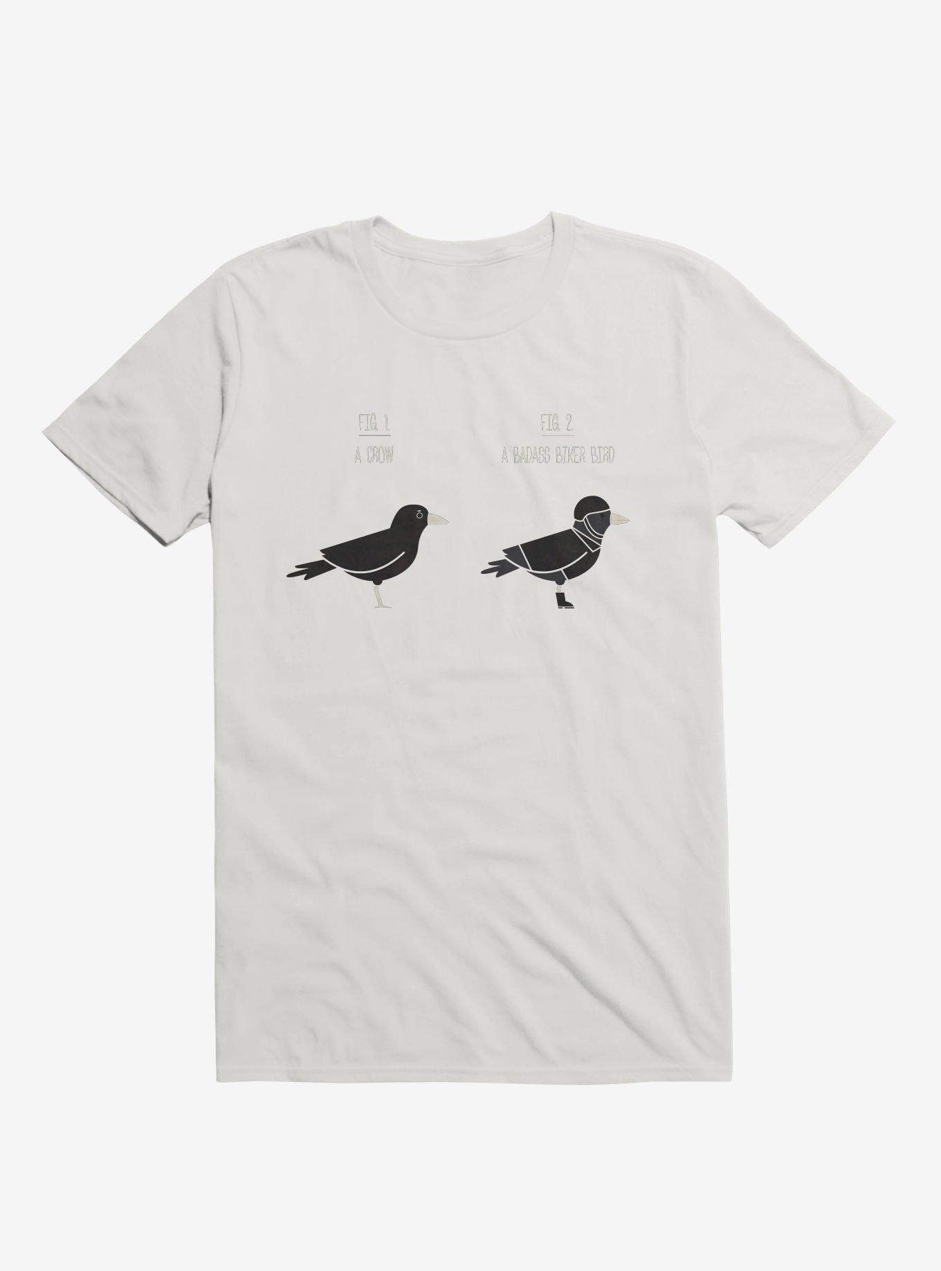 Know Your Birds A Crow Or Biker Bird White T-Shirt, WHITE, hi-res