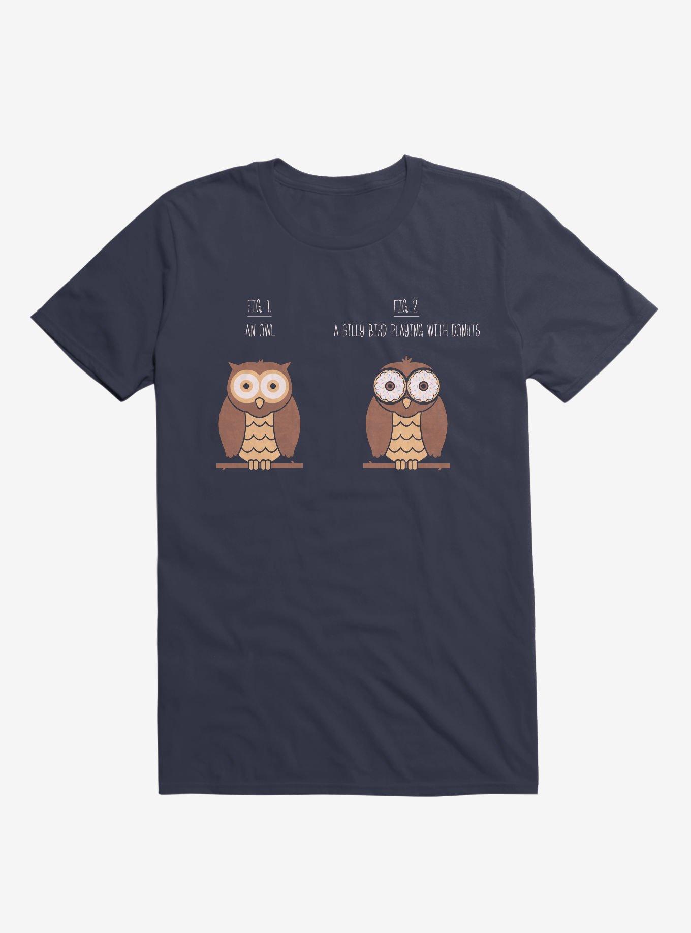 THRDLESS Know Your Birds An Owl Or Donut Eye Bird Navy Blue T-Shirt