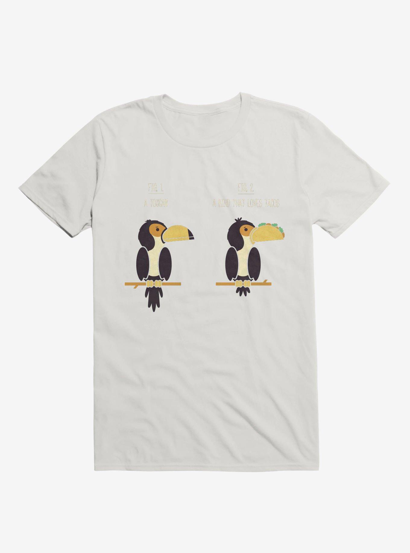 Know Your Birds A Toucan Or Bird With Taco White T-Shirt, WHITE, hi-res