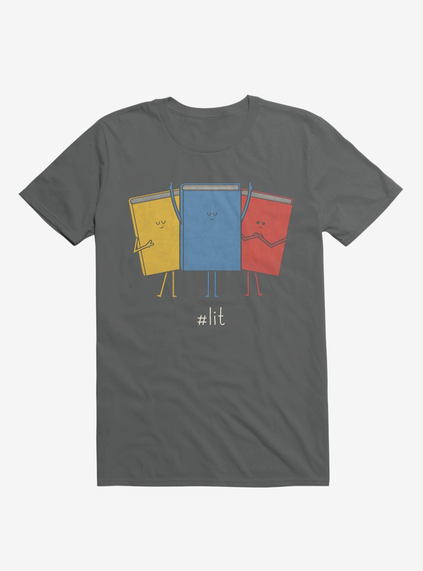 #Lit Books Charcoal Grey T-Shirt, CHARCOAL, hi-res