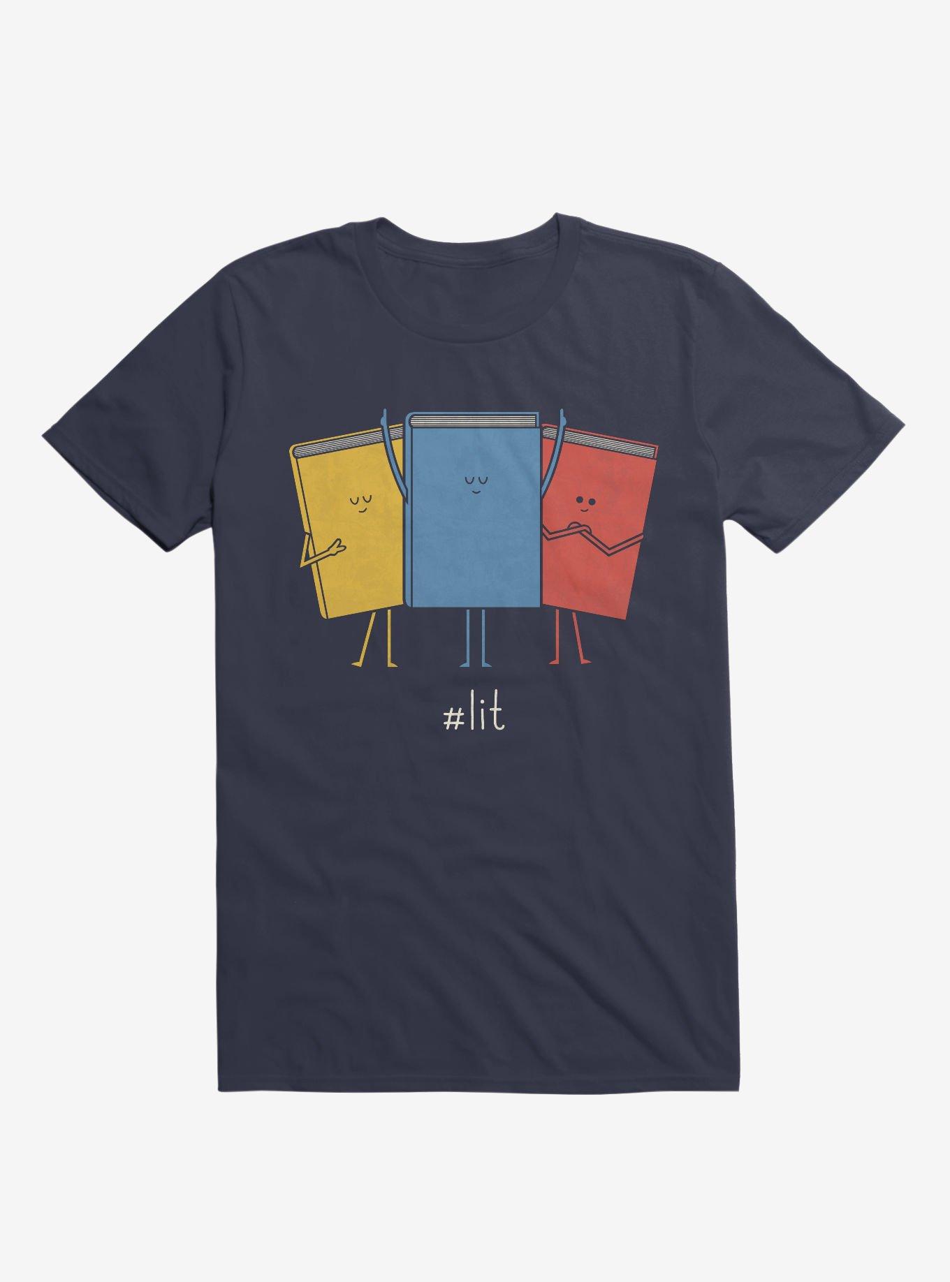 #Lit Books Navy Blue T-Shirt, NAVY, hi-res