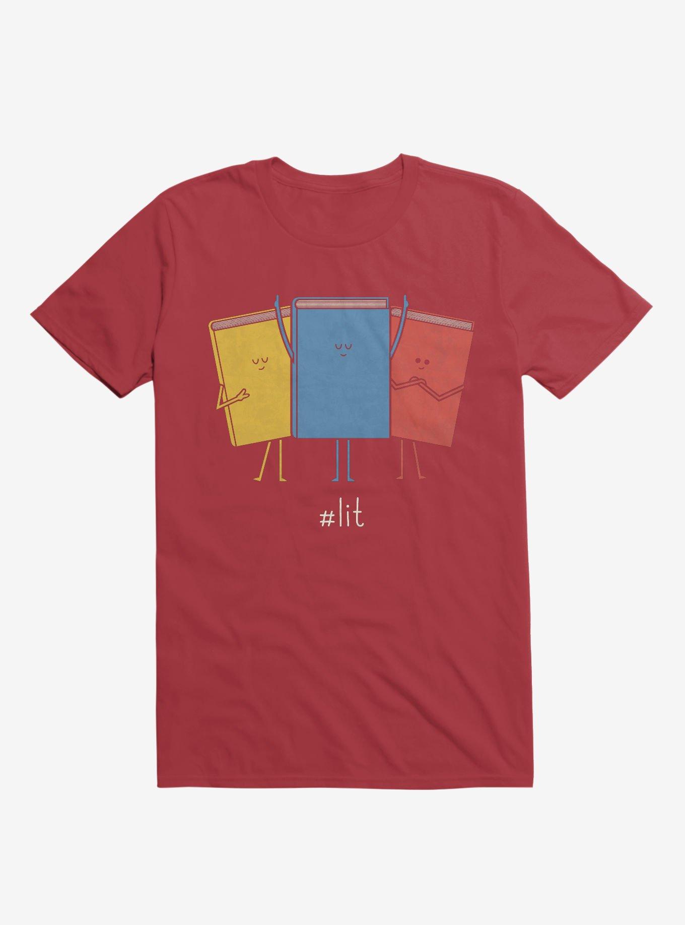 #Lit Books Red T-Shirt, RED, hi-res