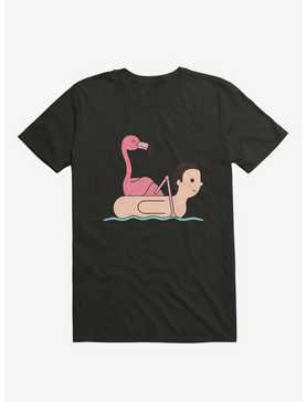 Flamingo On Human Floatie Black T-Shirt, , hi-res