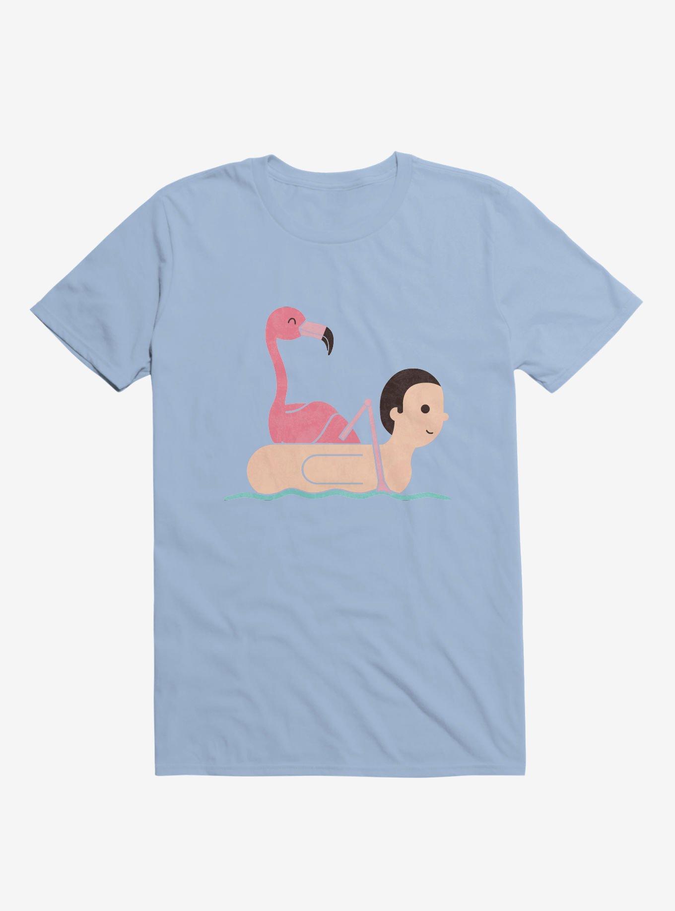 Flamingo On Human Floatie Light Blue T-Shirt, , hi-res