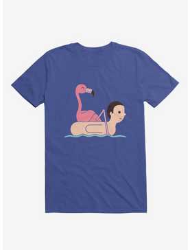 Flamingo On Human Floatie Royal Blue T-Shirt, , hi-res