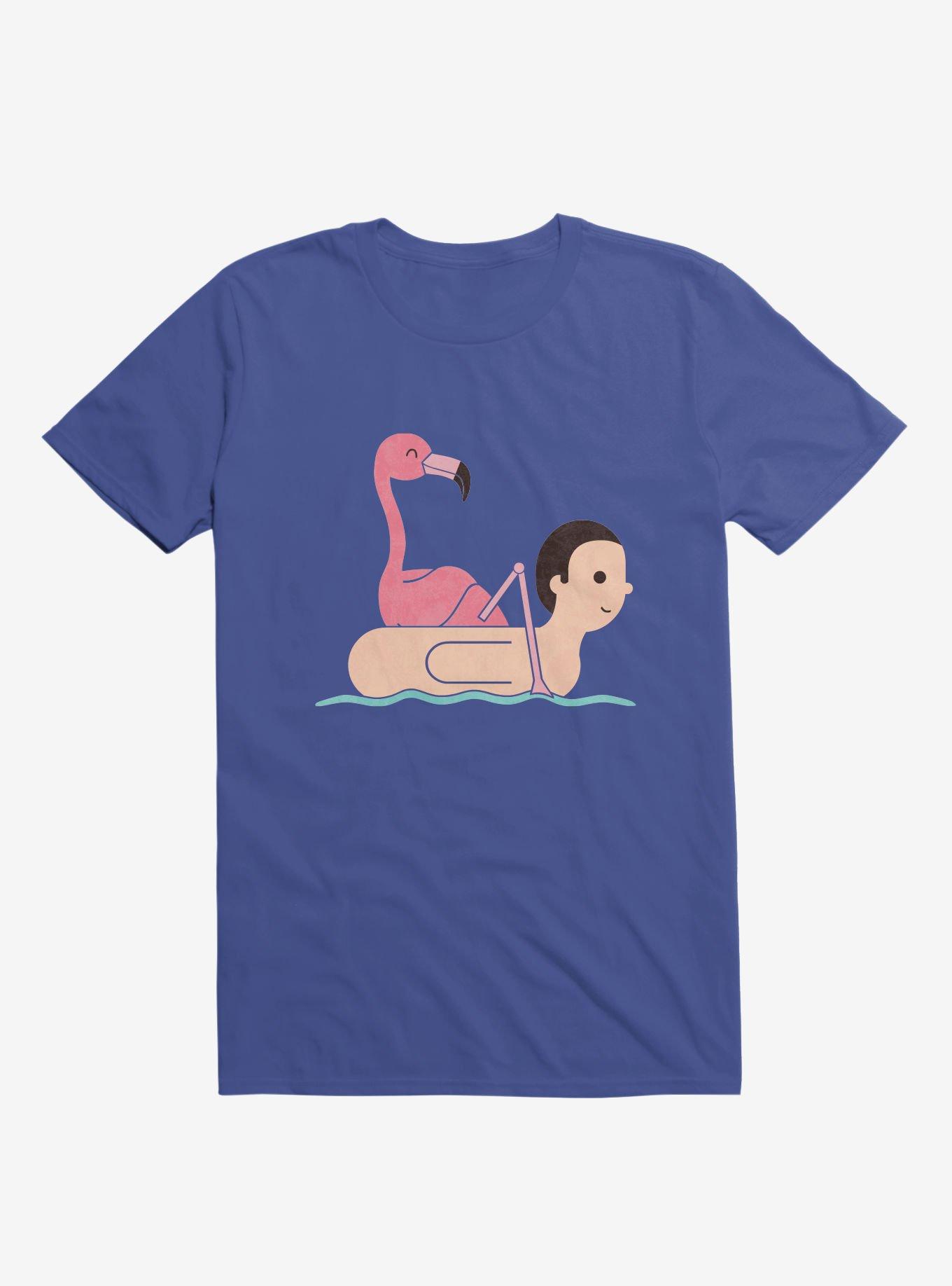 Flamingo On Human Floatie Royal Blue T-Shirt, , hi-res