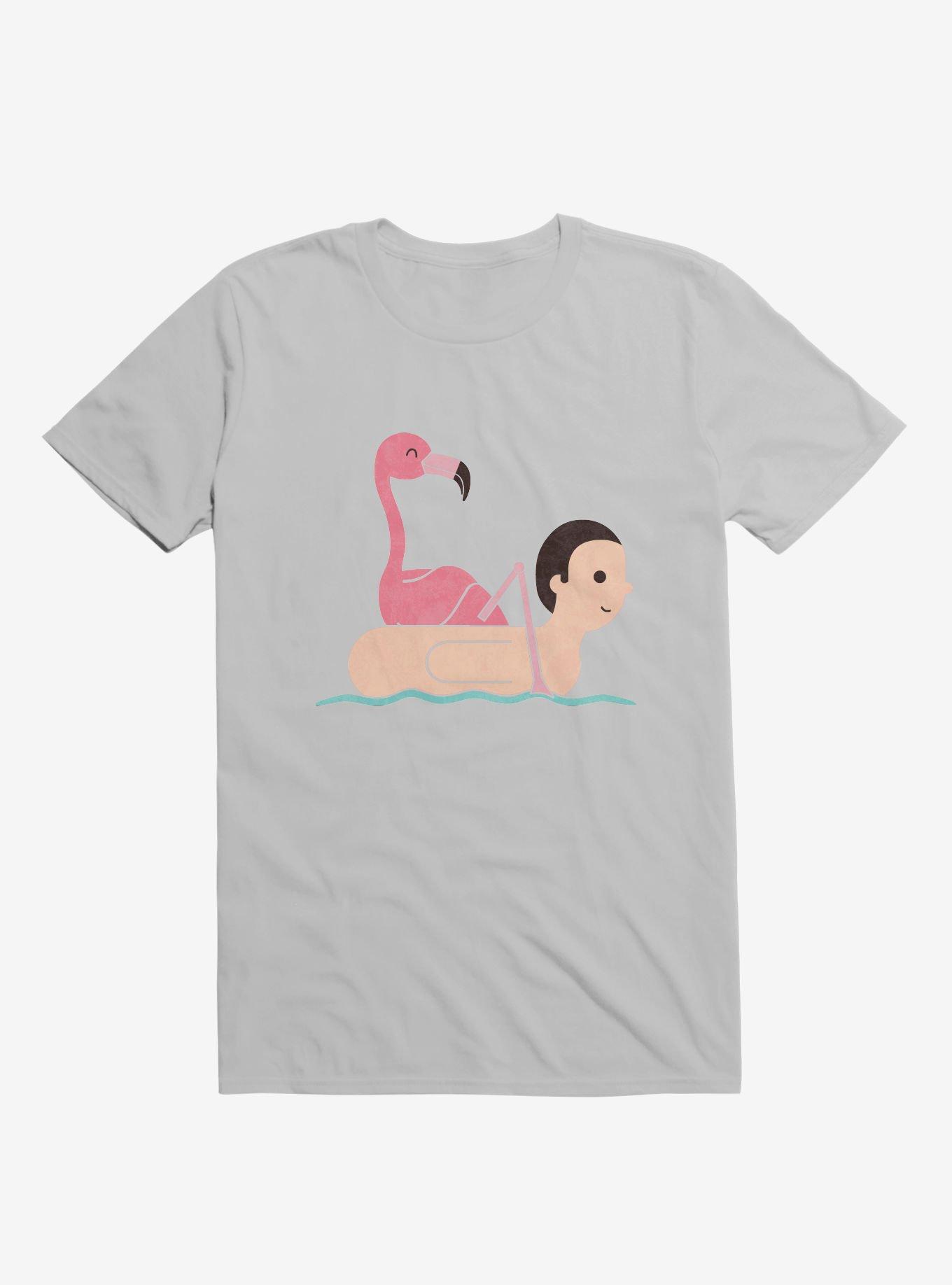 Flamingo On Human Floatie Ice Grey T-Shirt, , hi-res