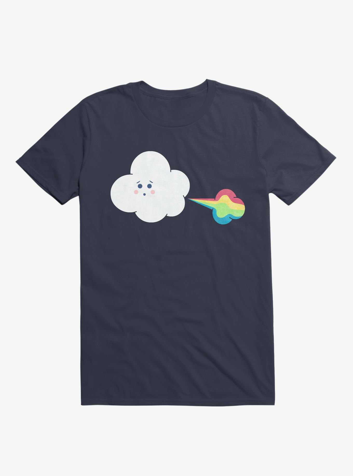 Cloud Oops Rainbow Navy Blue T-Shirt, , hi-res