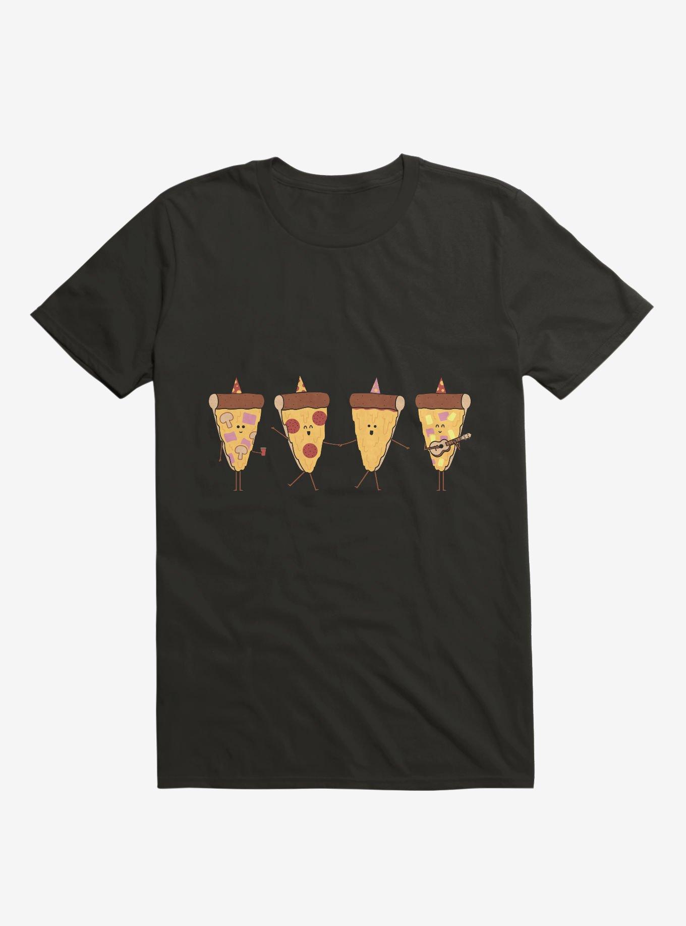 Pizza Slice Party Black T-Shirt, BLACK, hi-res