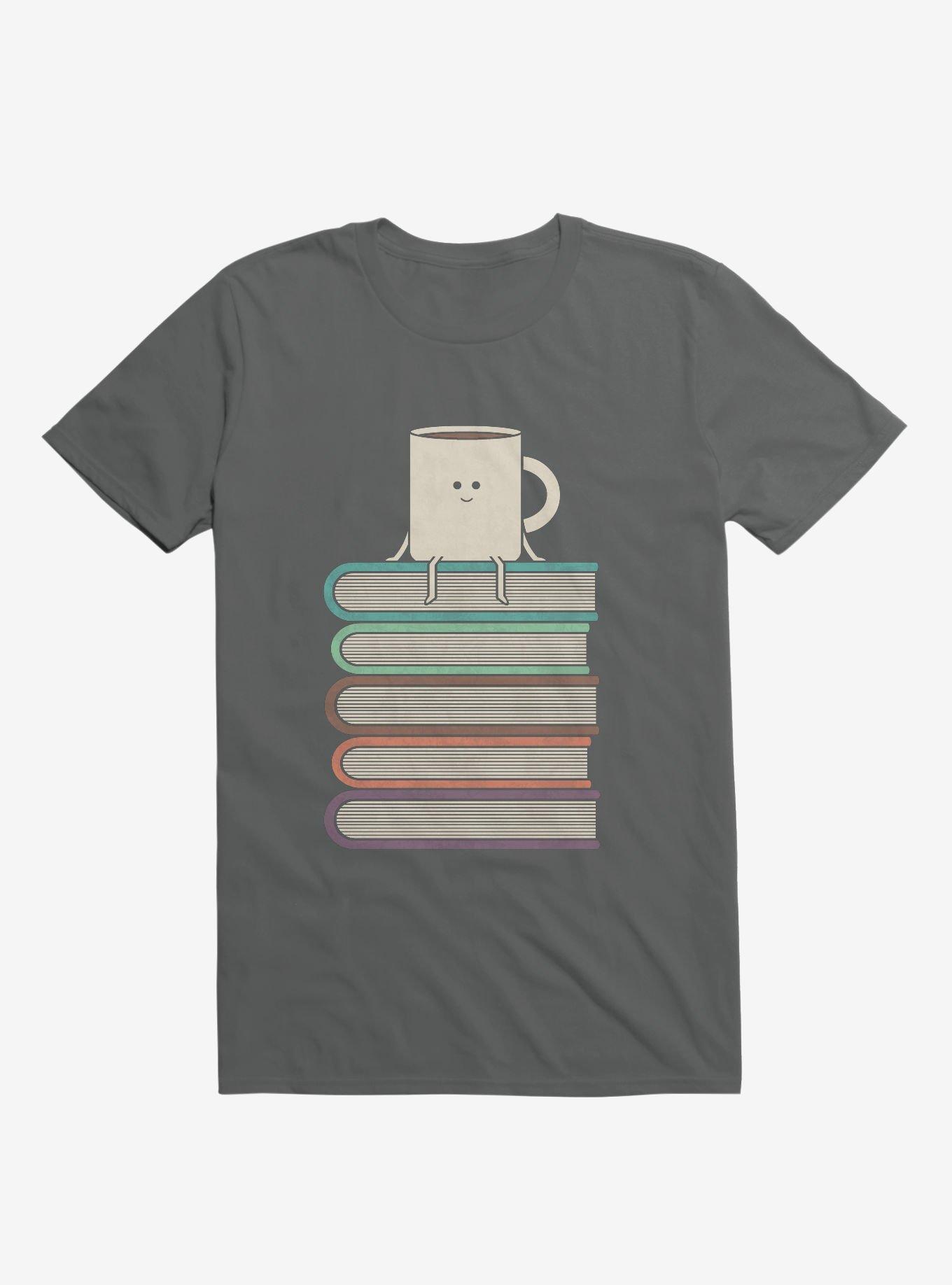 Top Of The World Cup On Books Charcoal Grey T-Shirt, CHARCOAL, hi-res