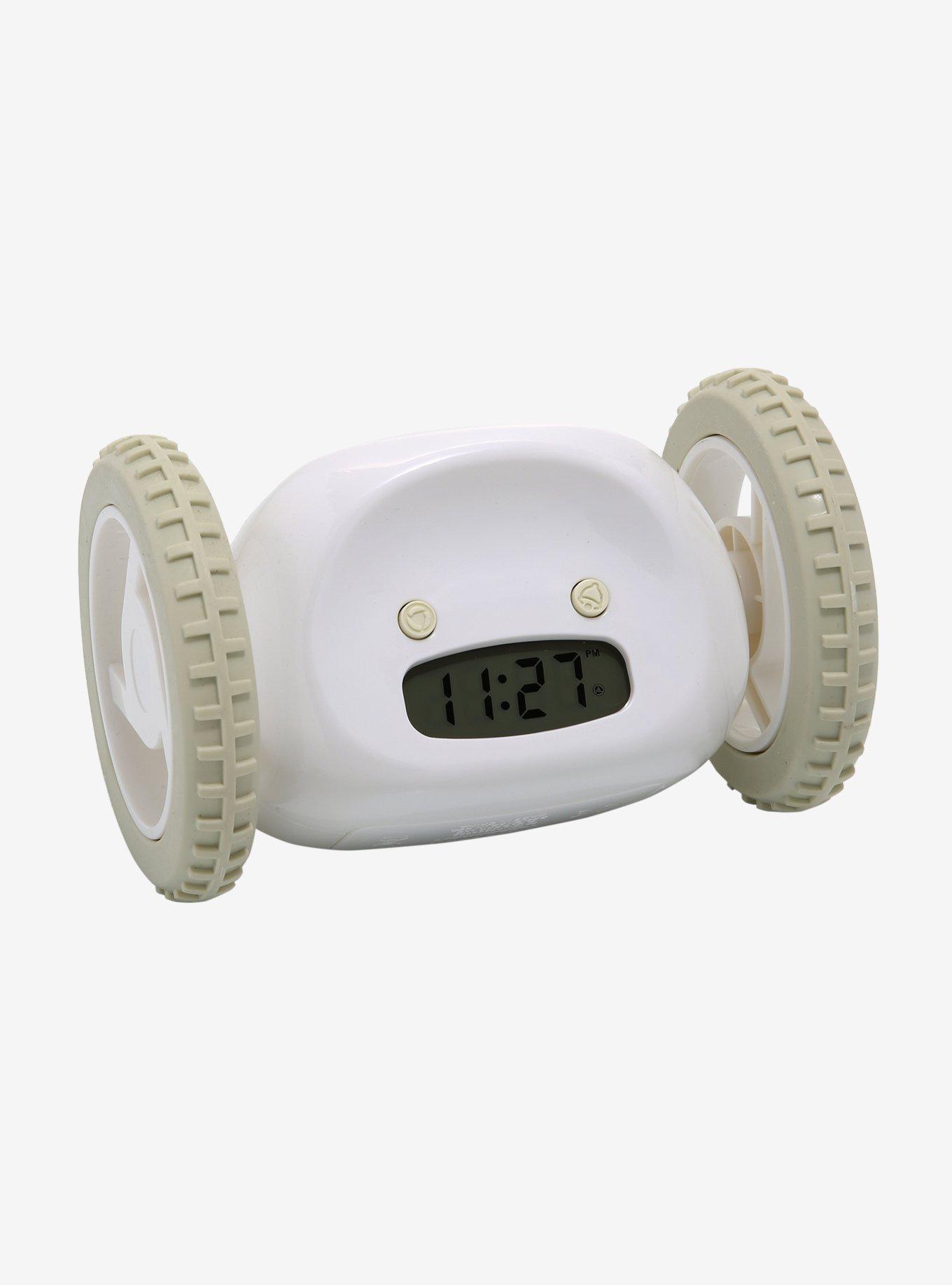 Clocky White Alarm Clock On Wheels, , hi-res