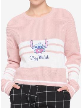 Disney Stitch Stay Weird Embroidered Stripe Knit Sweater, , hi-res