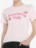 Strawberry Milk Girls Crop T-Shirt, PINK, hi-res