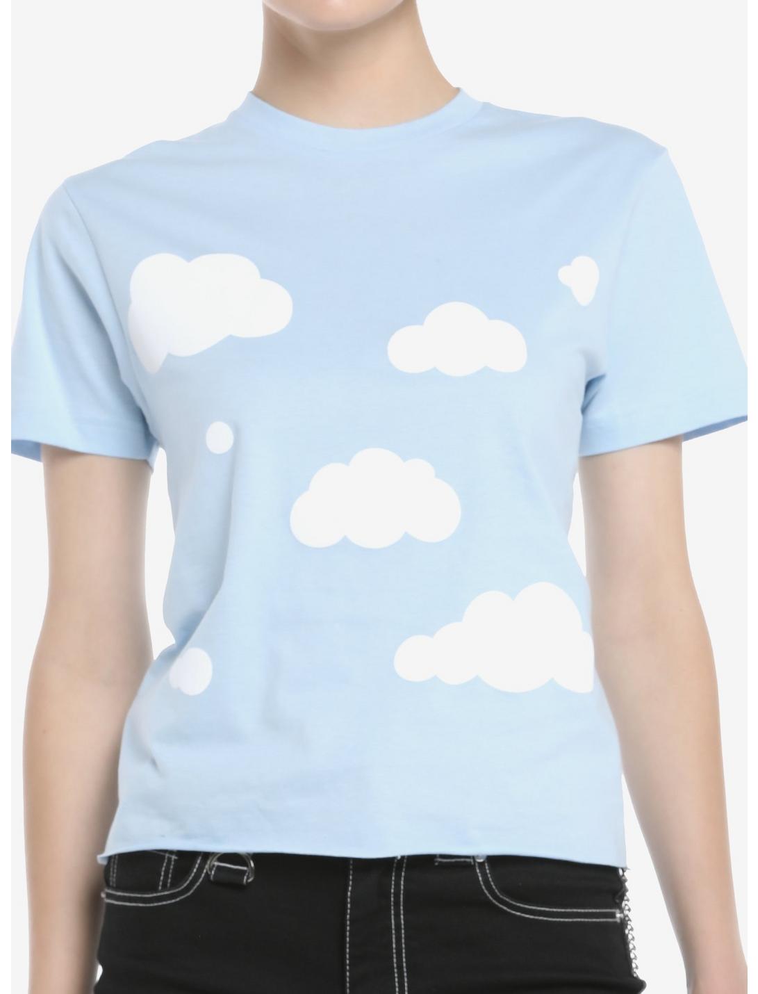 Blue Clouds Girls Crop T-Shirt, BLUE, hi-res