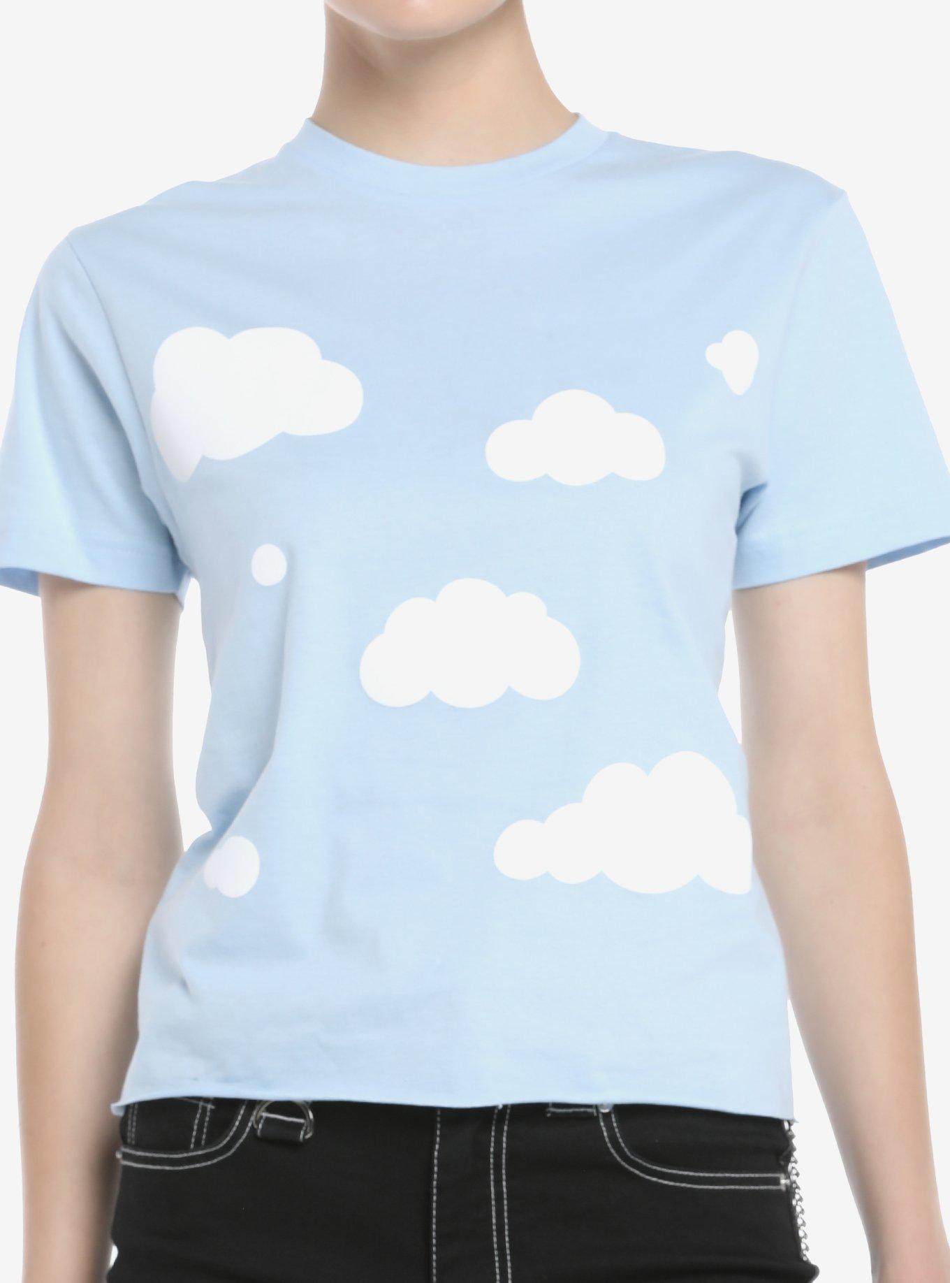 Blue Clouds Girls Crop T-Shirt, BLUE, hi-res