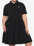 Black Embroidered Skull Polo Tiered Dress Plus Size, BLACK, hi-res