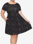 Crystal Outline Pattern Babydoll Dress Plus Size, BLACK, hi-res