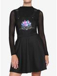 Watercolor Crystal Embroidered Skirtall, BLACK, hi-res